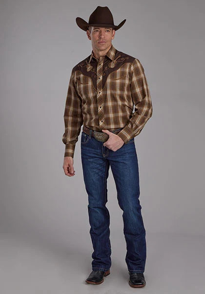 Roper 2107 Tobacco Plaid (Brown) - Men's Western Shirt