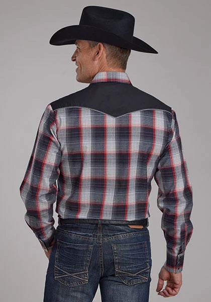 Roper 2109 Red Plaid (Black) - Men's Western Shirt