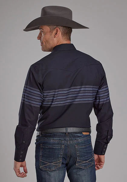 Roper 2115 Border Stripe (Black) - Men's Western Shirt