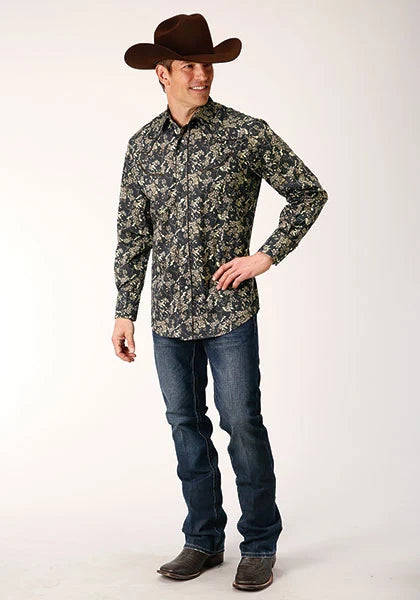 Roper 1720 Vintage Floral (Black) - Men's Western Shirt