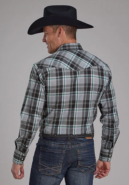 Roper 2105 Plaid Yokes (Grey) - Men's Western Shirt