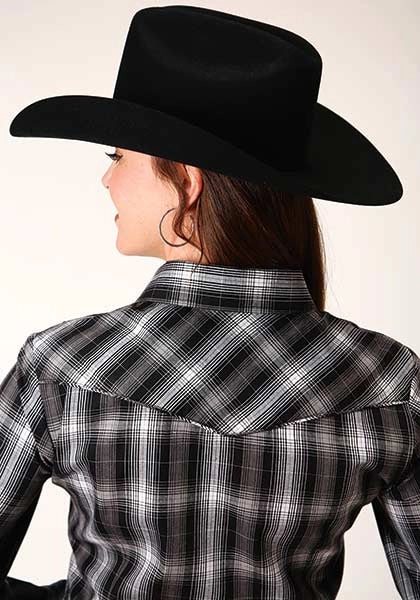 Roper 824 Horseshoe Plaid (Black) - Women's Western Shirt