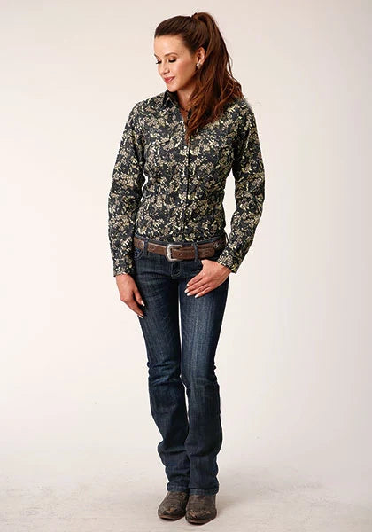 Roper 1720 Vintage Floral Print (Black) - Women's Western Shirt