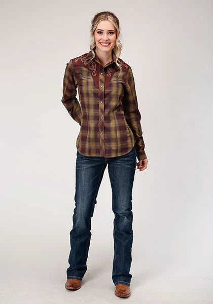 Roper 1205 Fancy Applique (Brown) - Women's Western Shirt