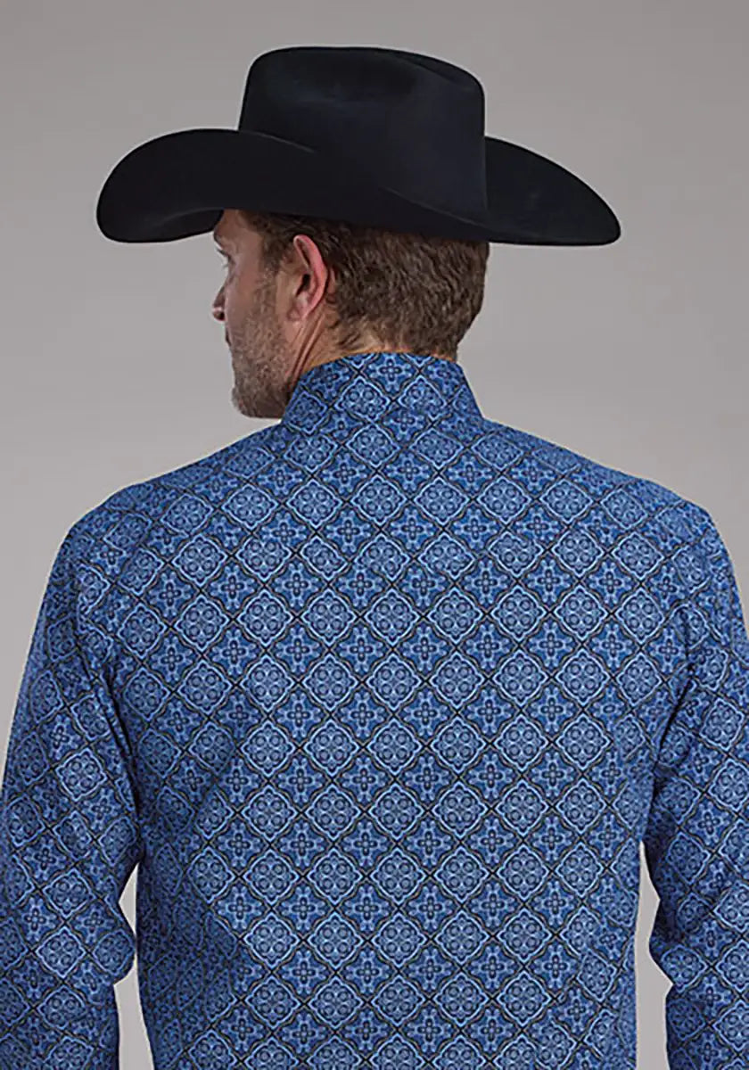 Roper Deep Cobalt Saphire Ornamental (Blue) - Men's Western Shirt