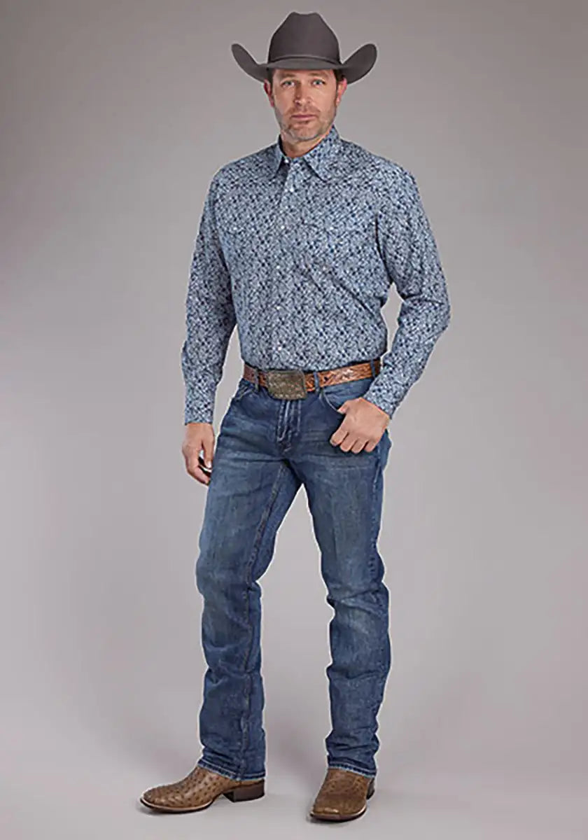 Roper Grasslands Prairie Paisley (Blue) - Men's Western Shirt