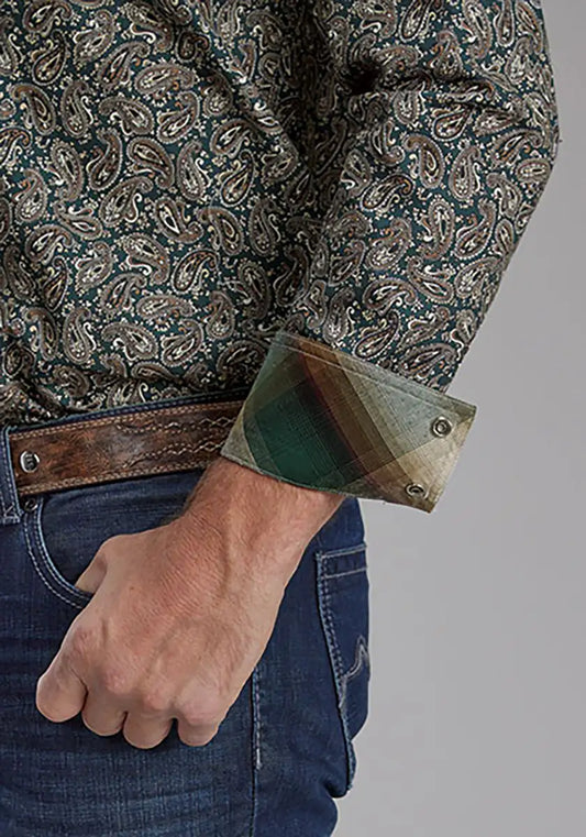 Roper Oak Forest Paisley (Brown) - Men's Western Shirt