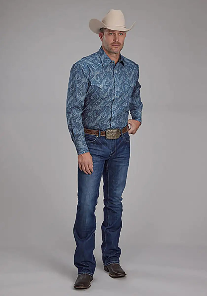 Roper Fall River Paisley (Blue) - Men's Western Shirt