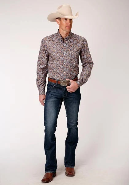 Roper 00996 Country Paisley (Blue) - Men's Western Shirt