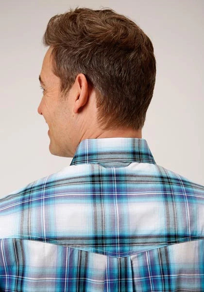 Roper 01006 Clear Sky Plaid (Blue) - Men's Western Shirt