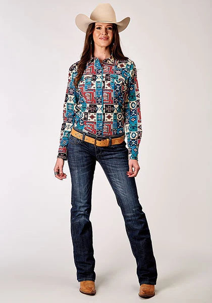 Roper 1909 Vintage Patchwork Print (Multi) - Women's Western Shirt