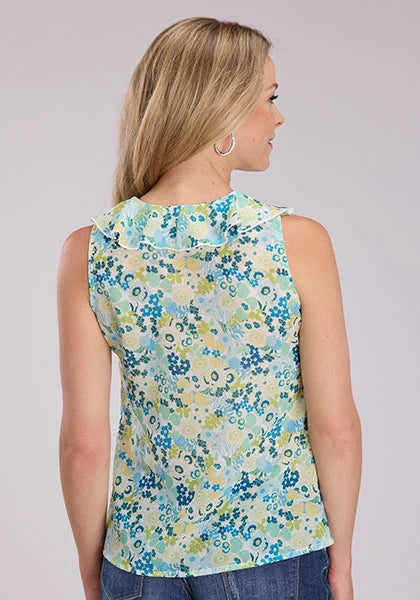 Roper 2489 Floral Aztec (Blue) - Women's Sleeveless Shirt