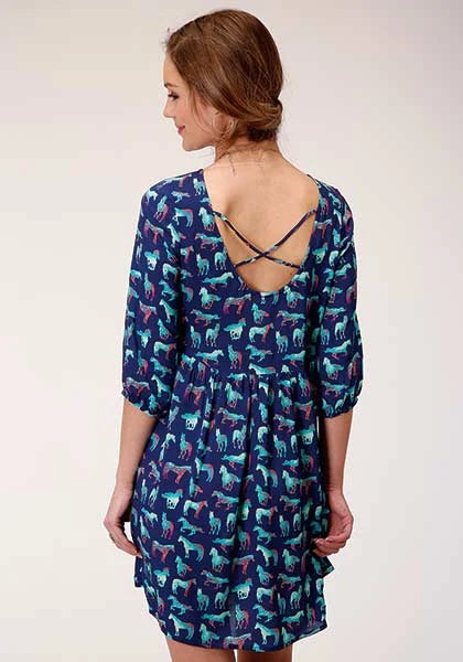 Roper 00338 Horse Print (Blue) - Women's Dress
