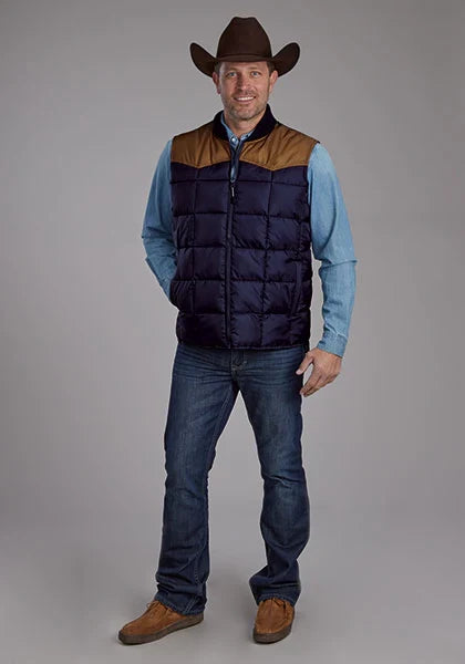 Roper 1473 Poly Filled (Brown/Navy) - Men's Vest