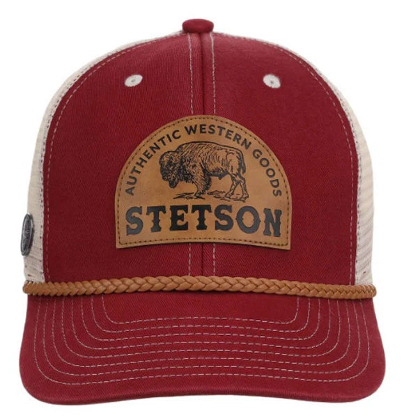 Stetson Leather Patch (Red) - Trucker Cap