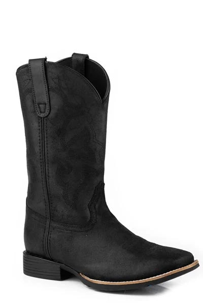 Roper Monterey (Black) - Men's Suede Cowboy Boot