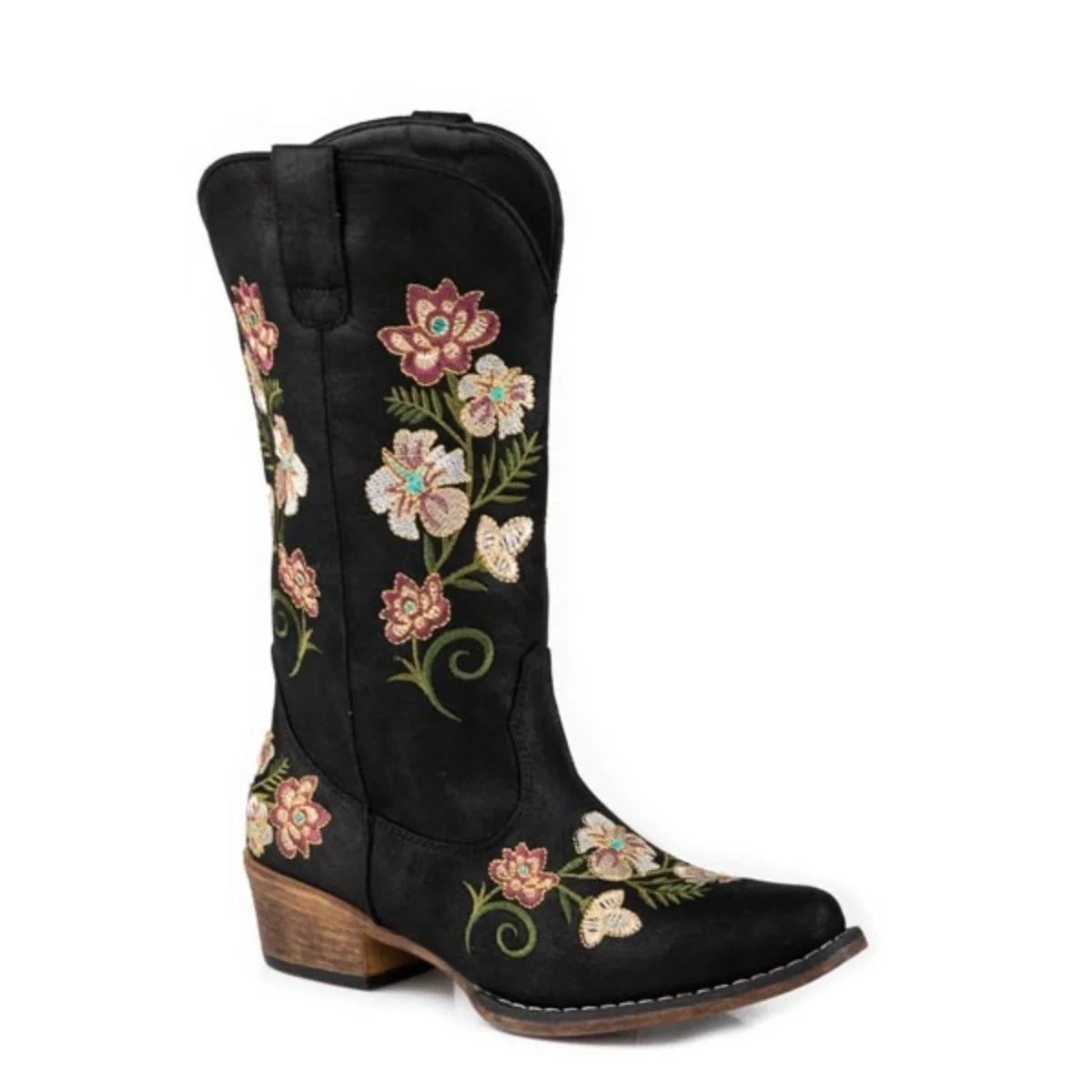 Roper Riley Floral (Black) - Women's Cowgirl Boot
