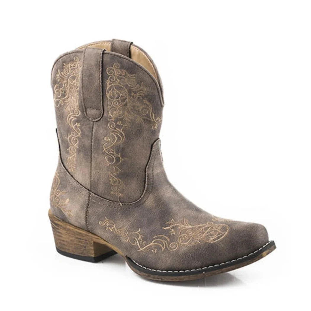 Roper Riley Scroll Short (Brown) - Women's Cowgirl Boot