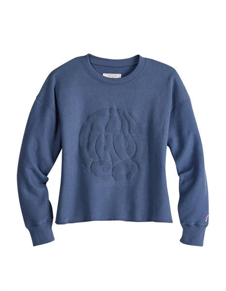 Tin Haul Groovy Embossed Logo (Blue) - Women's Sweatshirt