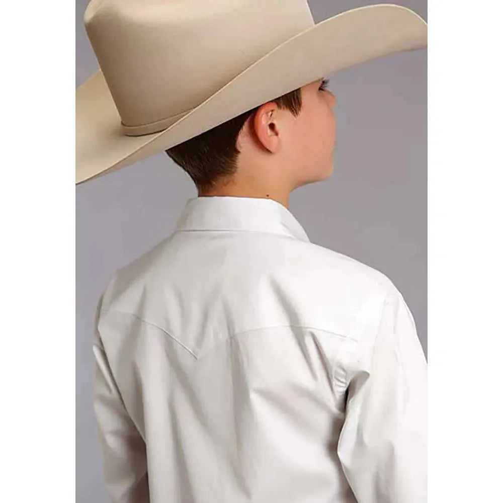 Stetson Pinpoint Oxford (White) - Boy's Western Shirt