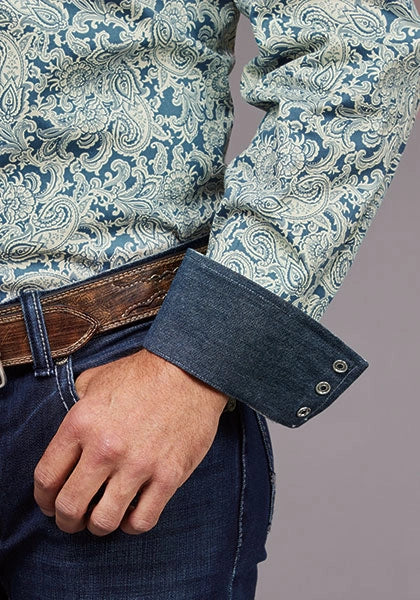 Stetson 2034 Tonal Paisley (Blue) - Men's Western Shirt