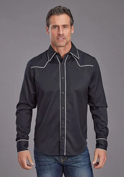 Stetson 2302 Rugged Twill (Black) - Men's Western Shirt