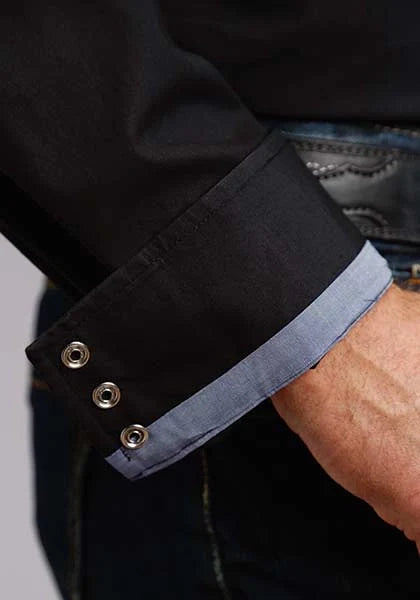 Stetson 0158 Solid Poplin (Black) - Men's Western Shirt