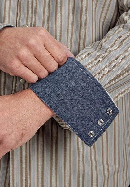 Stetson 2148 Dobby Stripe (Brown) - Men's Western Shirt