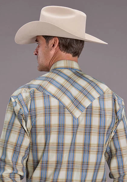 Stetson 2514 Cinnabar Plaid (Blue) - Men's Western Shirt
