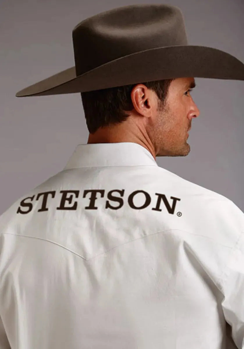 Stetson Logo Wear (White) - Men's Western Shirt (Closeout)