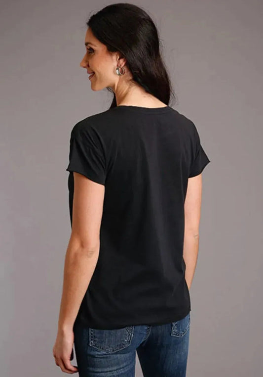 Stetson Serape Longhorn Skull (Grey) - Women's Short Sleeve T-Shirt