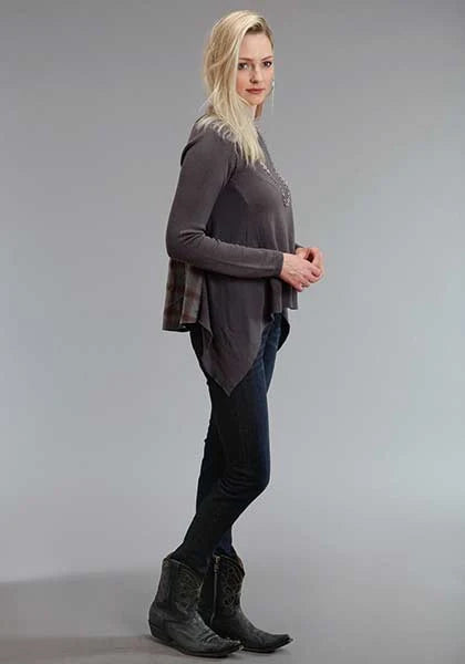 Stetson 0758 Twill Plaid (Grey) - Women's Knit Shirt