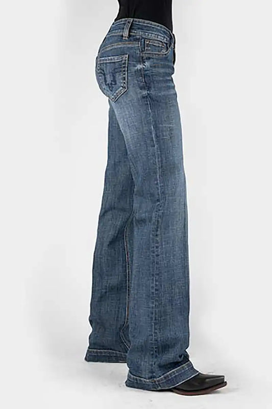 Stetson 214 Trouser Fit Deco Back Packet ( Denim Medium Wash )- Women's Jeans