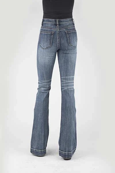 Stetson 921 High Waist Flare Fit Whiskered (Medium Wash) - Women's Jeans