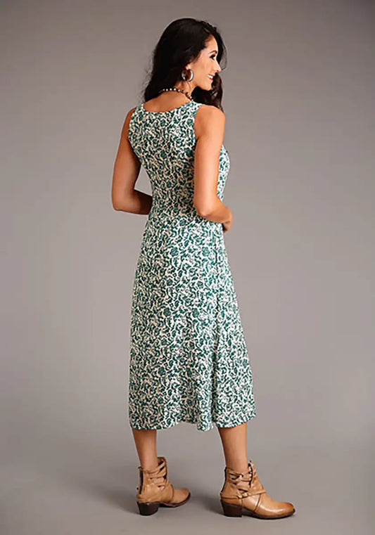Stetson Floral Sleeveless Dress (Jade) - Women's Long Dress