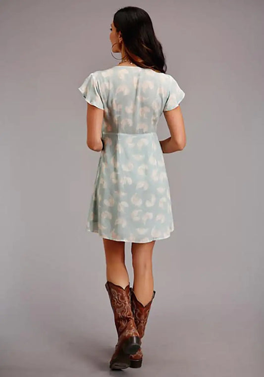 Stetson V-Neck Feather Dress (Light Blue) - Women's Dress