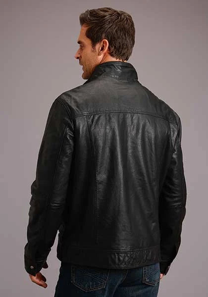 Stetson Novelty Solid Smooth Leather (Black) - Men's Leather Jacket