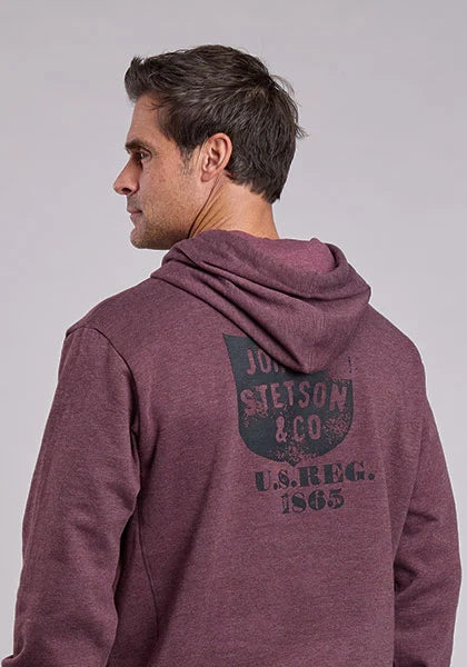 Stetson Back Shield Logo (Maroon) - Men's Hoodie Sweatshirt
