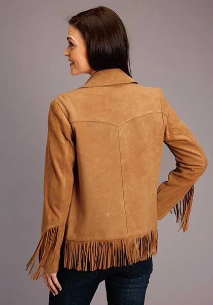 Stetson Fringed Button Front (Tan) - Women's Suede Jacket