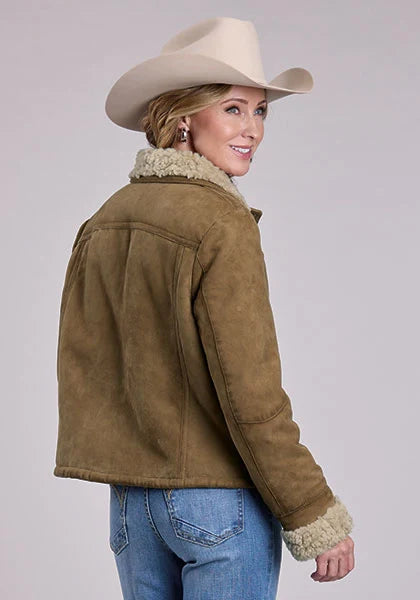 Stetson Cropped Shearling Lined (Brown) - Women's Suede Leather Jacket