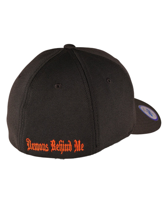 Flexfit "Never Fade" Orange Circle Logo Charcoal Fitted Cap