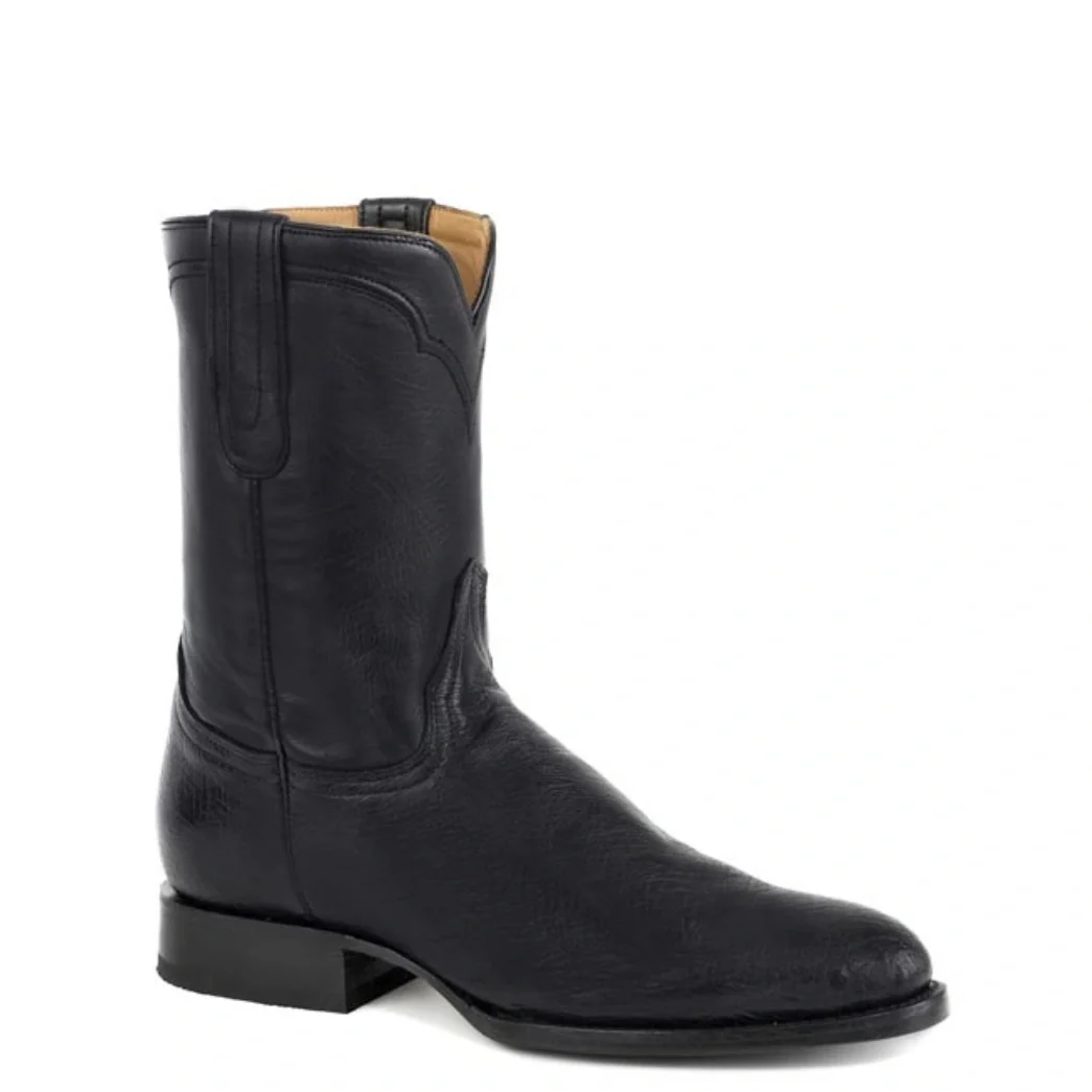 Stetson Clay (Black) - Men's Ostrich Cowboy Boot