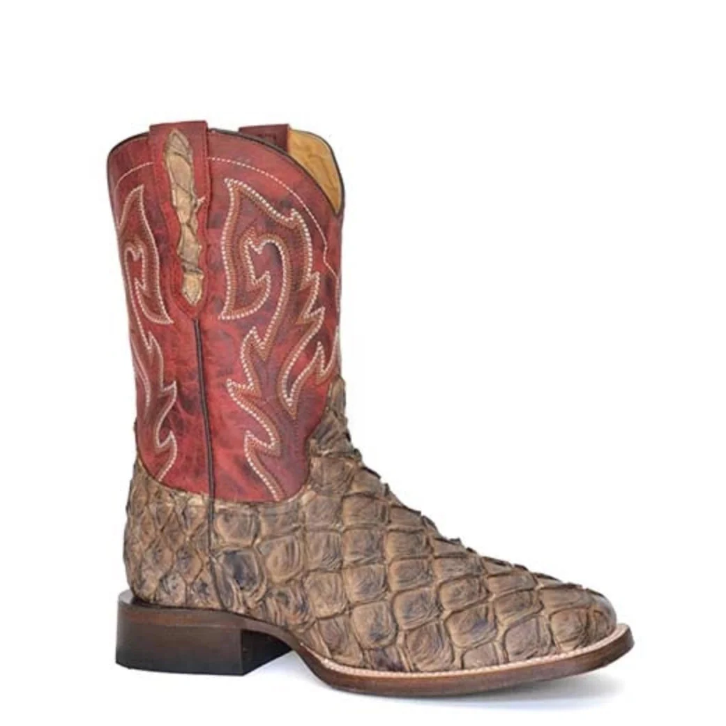 Stetson Predator (Red) - Men's Pirarucu Cowboy Boot