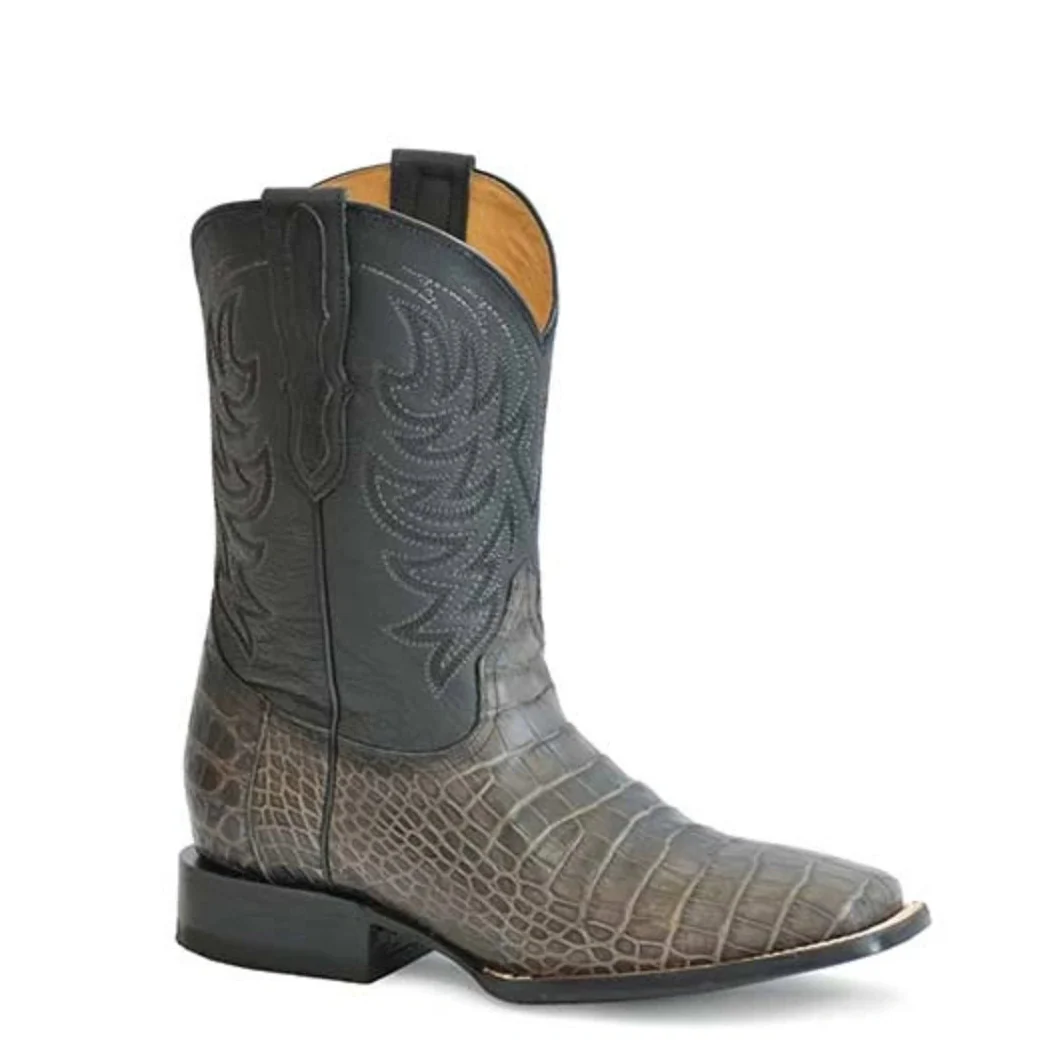 Stetson Aces Alligator (Black/Grey) - Men's Alligator Cowboy Boot