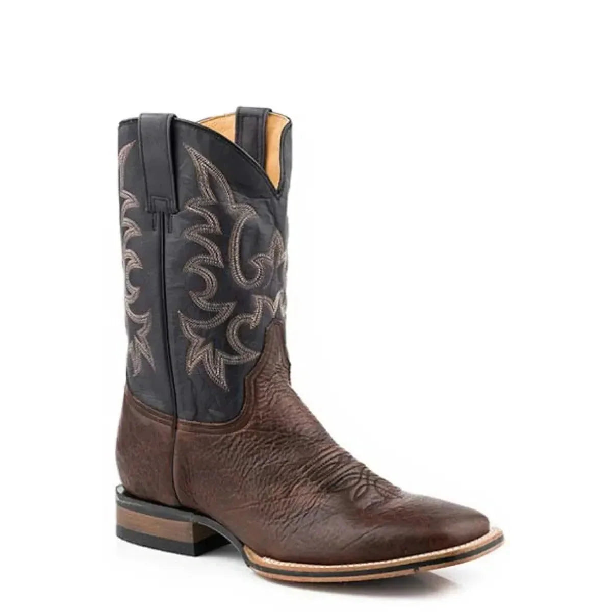 Stetson Midnight Rider (Black) - Men's Bison Leather Cowboy Boot