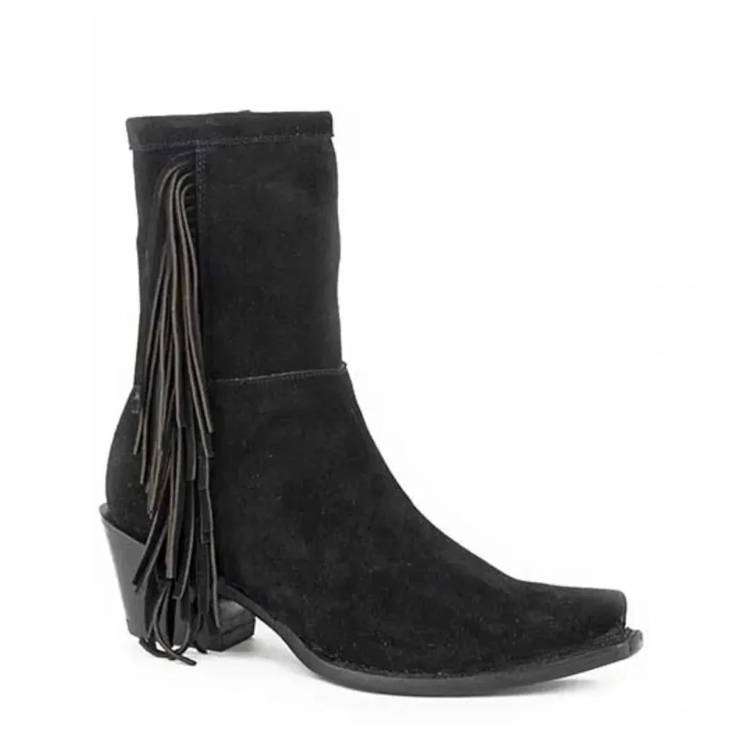 Stetson Halle (Black) - Women's Leather Suede Cowgirl Boot