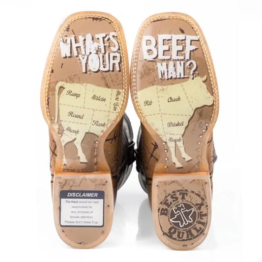 Tin Haul Don't Fence Me In/Butcher Shop - Men's Leather Cowboy Boot