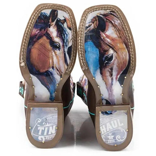 Tin Haul Daisy / My Bestfriend Sole (White) - Little Kids/Big Kids Leather Cowgirl Boots