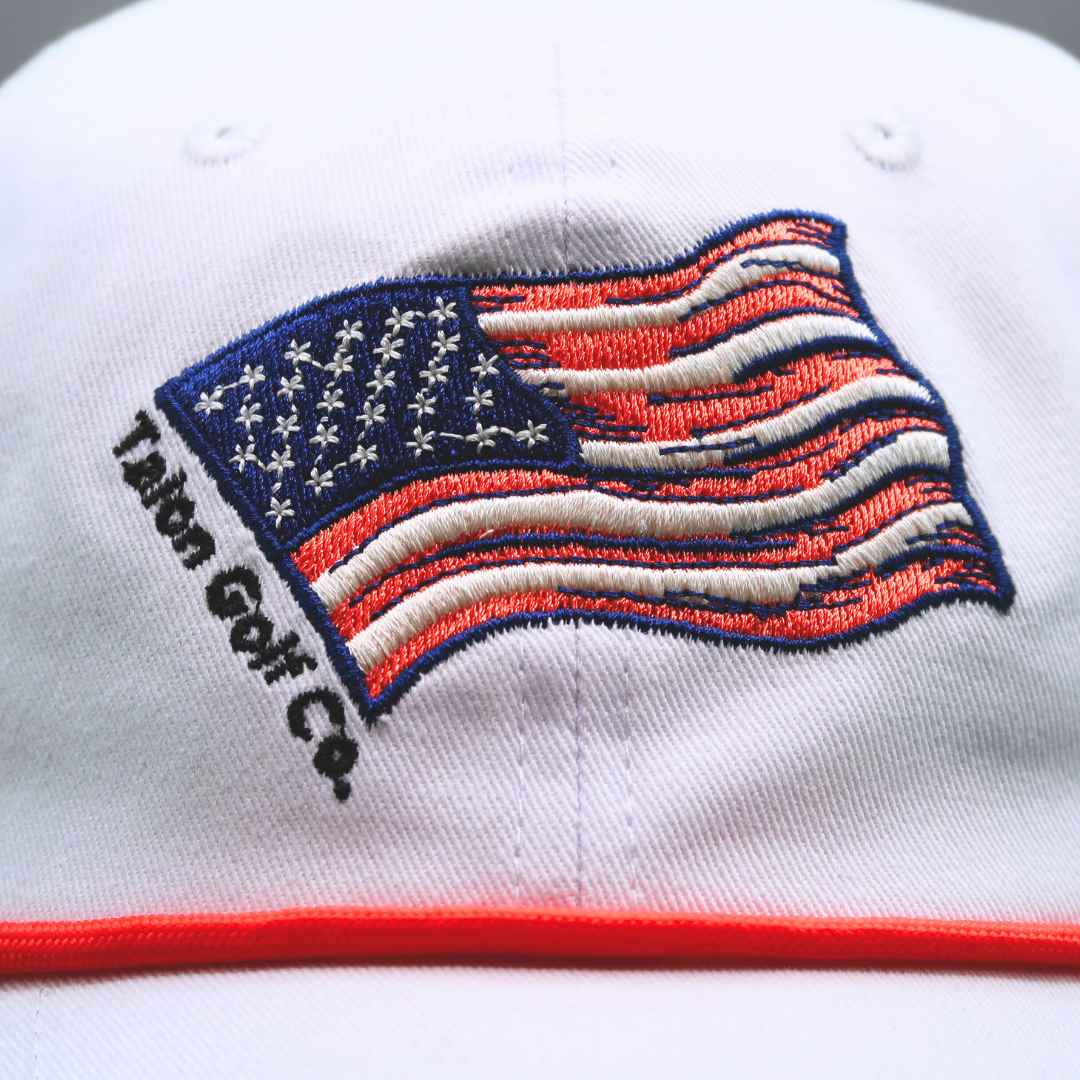 American Flag Baseball Hat w/ Red Rope