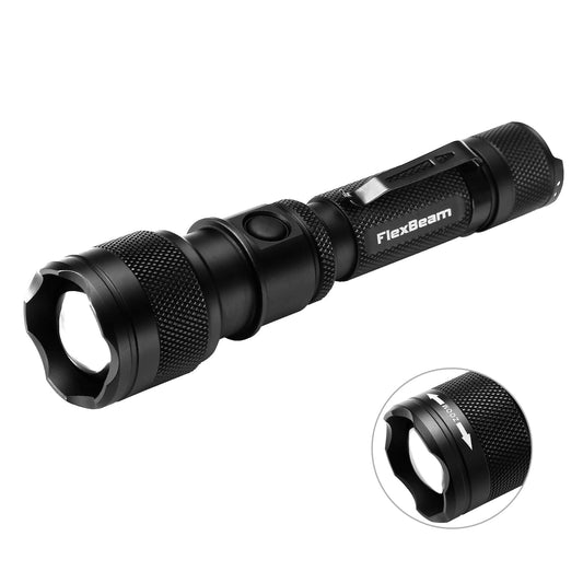 FlexBeam 1200LM Thread-Zoom Hunting Flashlight | 700M Range | Stable on Guns & Bikes